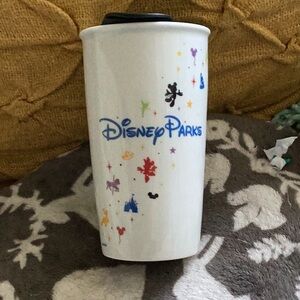 Starbucks Coffee Ceramic Tumbler 12oz 2015 Disney Parks RETIRED w/ Lid
